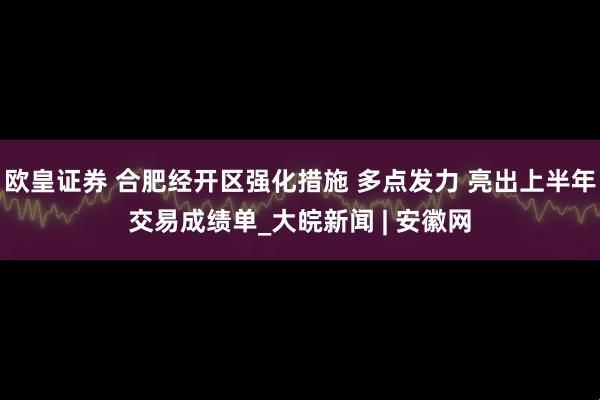欧皇证券 合肥经开区强化措施 多点发力 亮出上半年交易成绩单_大皖新闻 | 安徽网